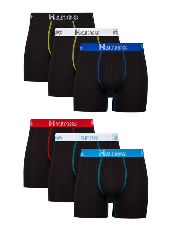 Hanes Men's Underwear Boxer Briefs, Cotton Stretch Moisture-Wicking Underwear, 6 Pack