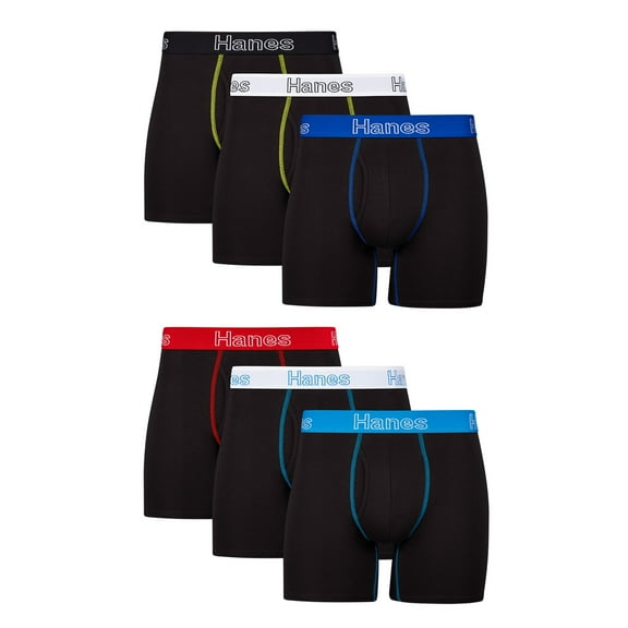 Hanes Men's Stretch Cotton Boxer Brief Underwear, Comfort Flex Fit, 6-Pack Assorted XL