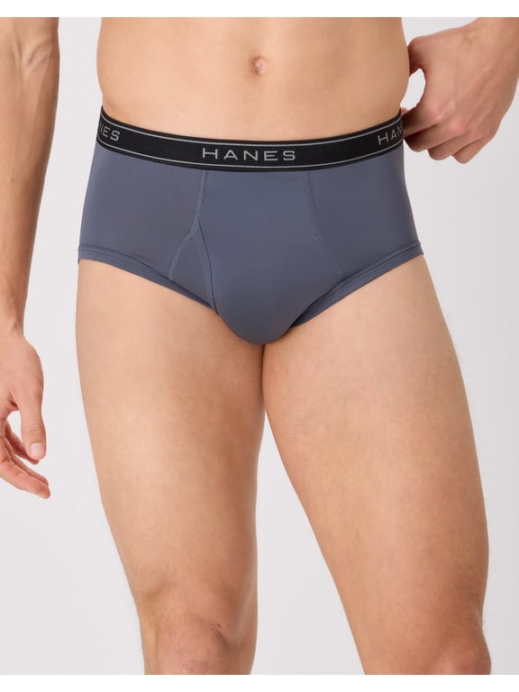 Men's Underwear Briefs Pack - 6-Pack - Performance Stretch Moisture-Wicking Black/Grey/Blue L