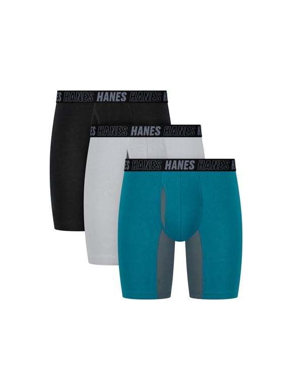 Men's Underwear Long Leg Boxer Briefs Pack - 3-Pack - Moves X-Temp Anti-Chafe