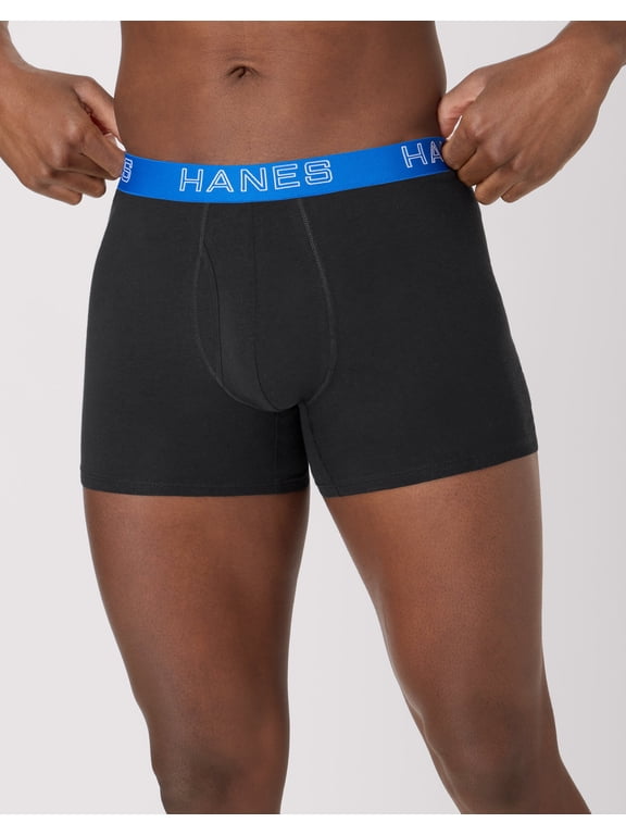 Men's Underwear Trunks Pack - 6-Pack - Cotton-Stretch - Moisture-Wicking Black M
