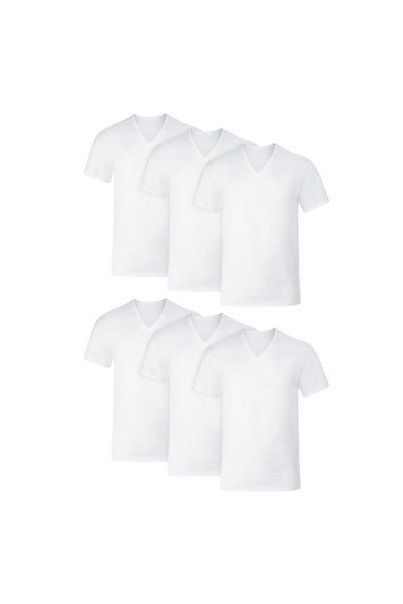 Undershirts T-Shirt Pack, V-Neck Cotton-Stretch Tees for Men, Moisture-Wicking