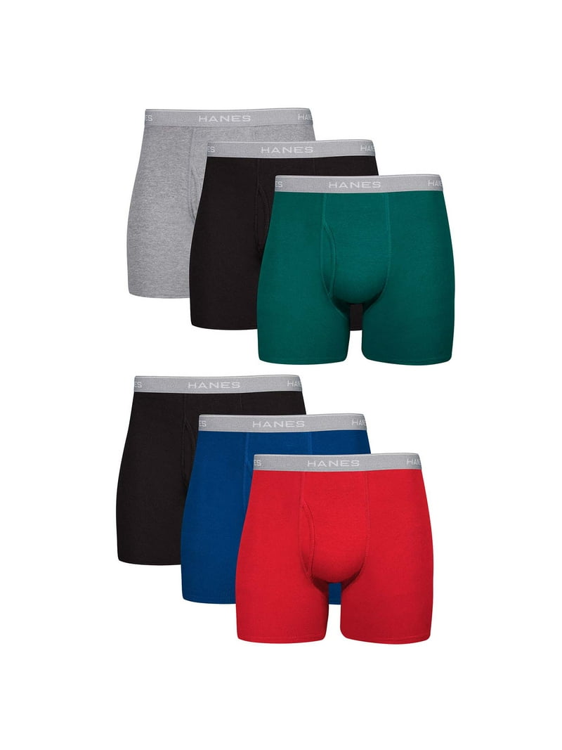 希少カラー　ヘインズ　Hanes Premium Weight OVY Hanes Men's Cotton Boxer Briefs Assorted 6 Pack, Soft