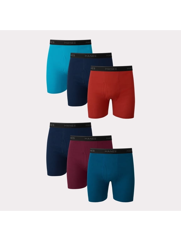 Men's Boxer Brief Value Pack, Moisture-Wicking Cotton, Assorted Solids, 6-Pack 2XL