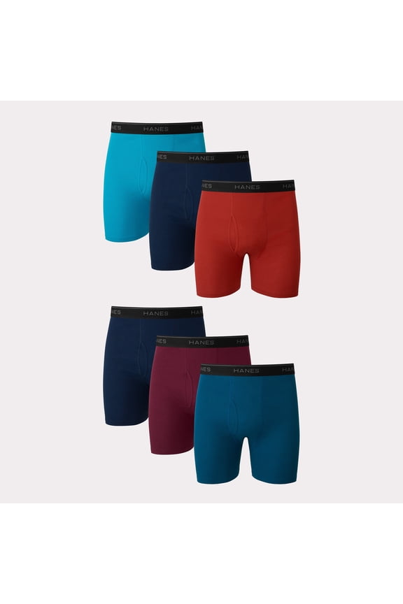 Men's Boxer Brief Value Pack, Moisture-Wicking Cotton, Assorted Solids, 6-Pack 2XL