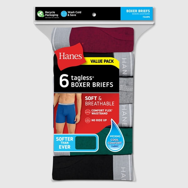 Hanes Men's Value Pack Assorted Boxer Briefs, 6 Pack - Walmart.com