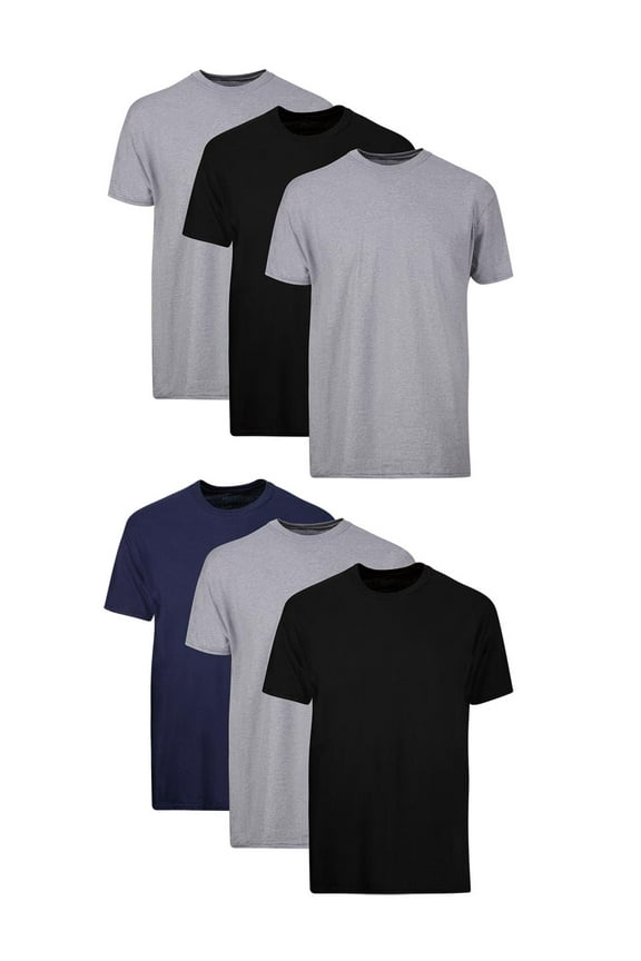 Men's Value Pack Assorted Crew T-Shirt Undershirts, 6 Pack