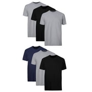 Hanes T-Shirt, 6-Pack, Moisture-Wicking T-Shirt Undershirts, Black/Grey/Blue