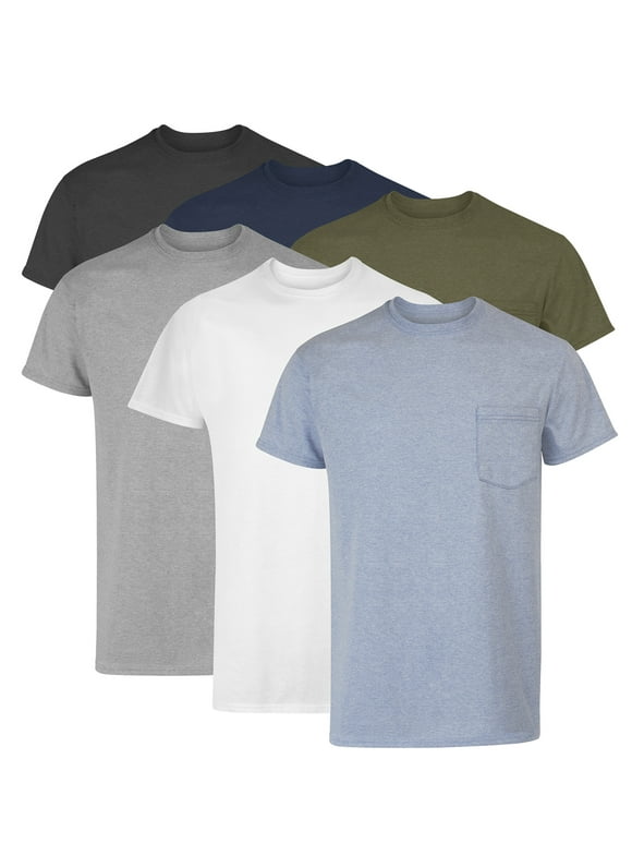 Men's Value Pack Assorted Pocket T-Shirt Undershirts, 6 Pack