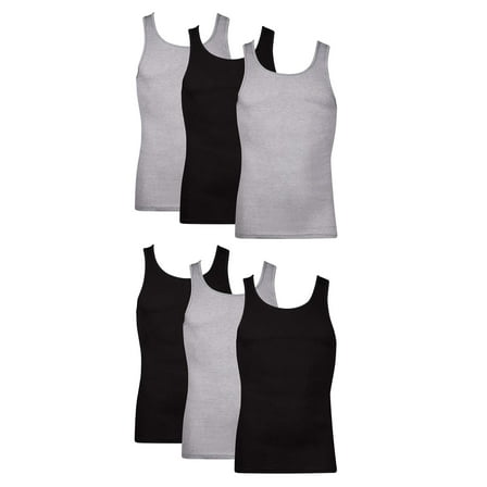 Hanes Men's Tank Tops Undershirt, Moisture-Wicking, Cotton Ribbed Tanks, White or Black/Grey Multipacks