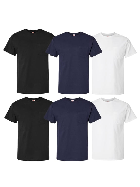 Men's Value Pack Pocket T-Shirt Undershirts, 6 Pack