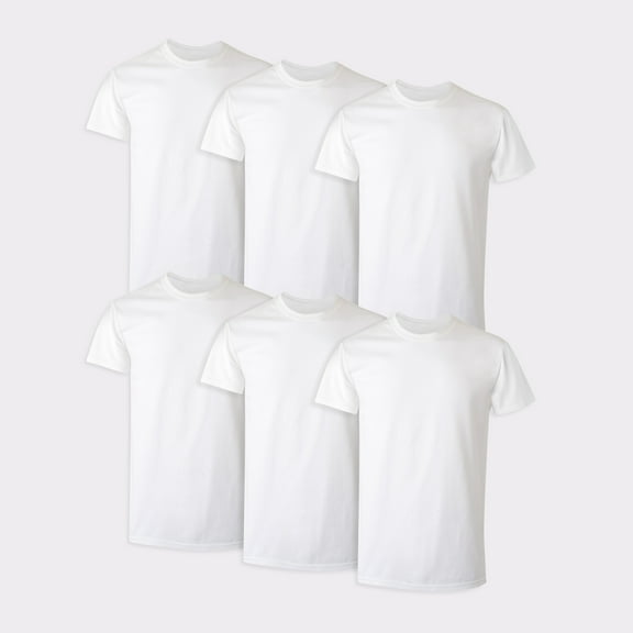 Hanes Men's Value Pack White Crew T-Shirt Undershirts, 6 Pack