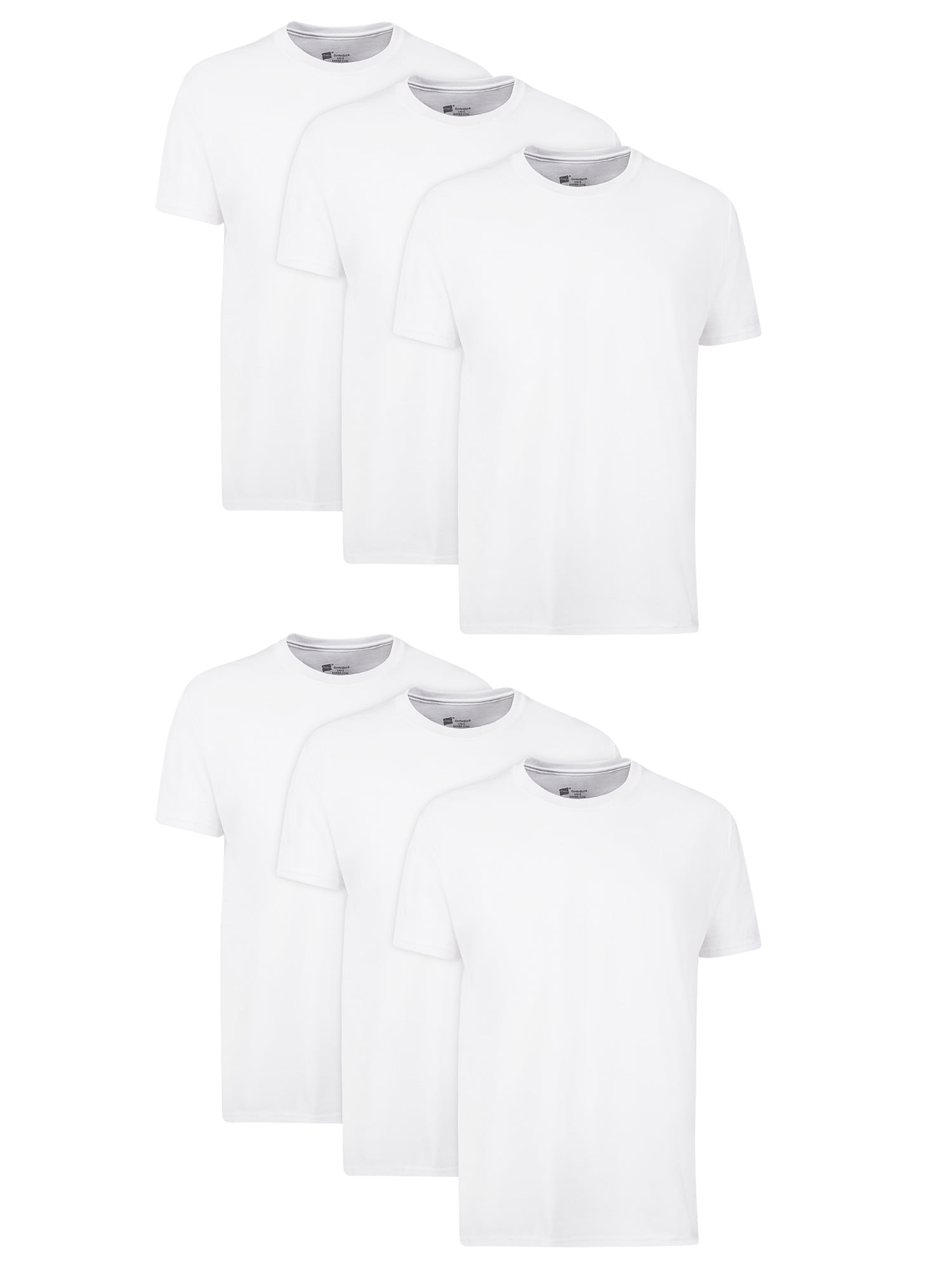 Hanes Men's Value Pack White Crew T-Shirt Undershirts, 6 Pack - Walmart.com