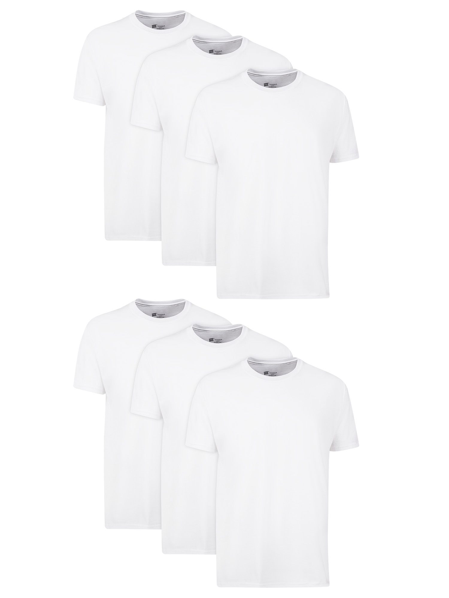 Hanes Men's Value Pack White Crew T-Shirt Undershirts, 6 Pack - image 1 of 10