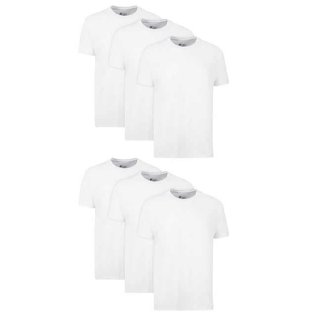 Hanes Men's Value Pack White Crew T-Shirt Undershirts, 6 Pack