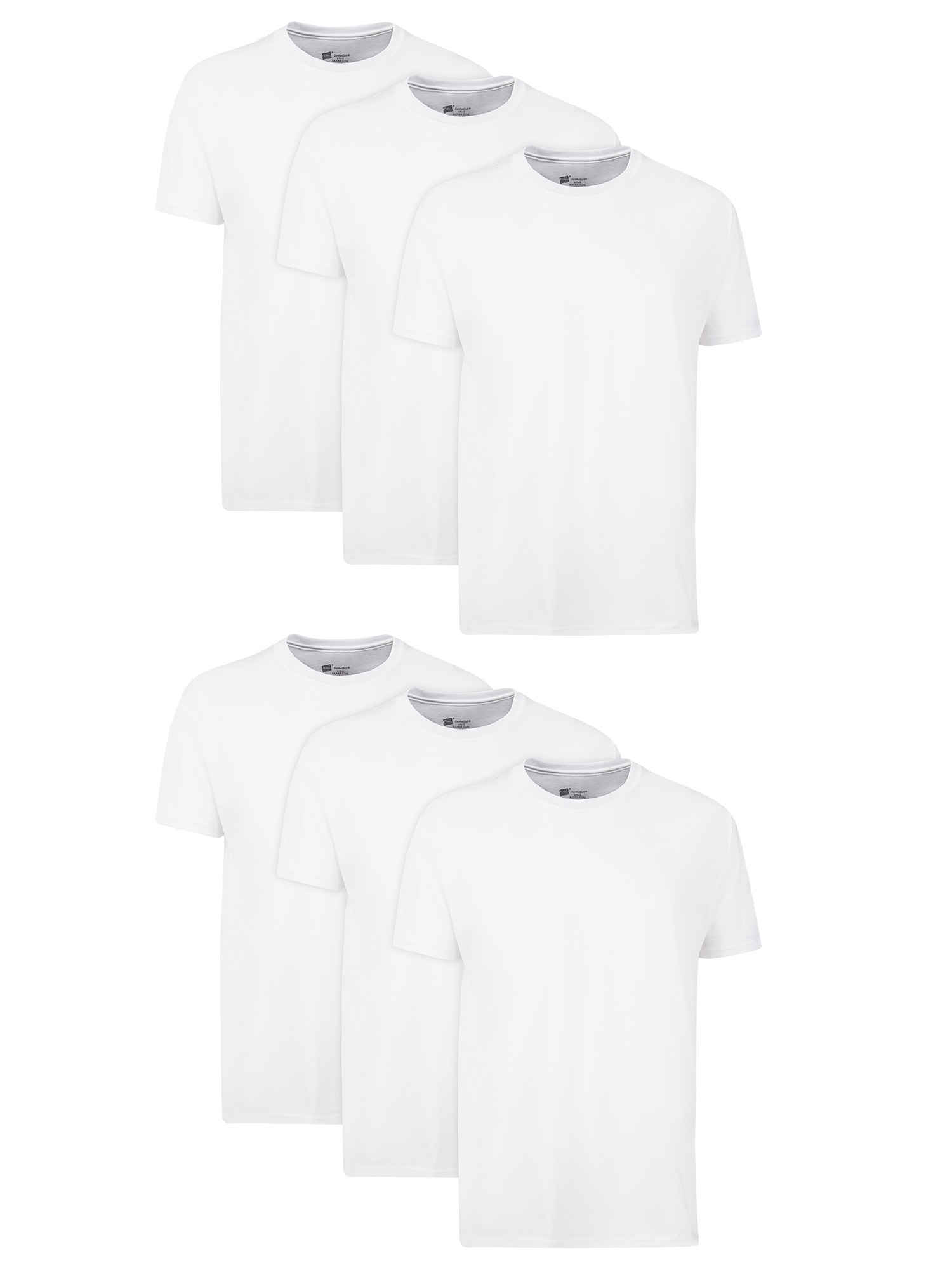 Hanes Men's Value Pack White Crew T-Shirt Undershirts, 6 Pack - Walmart.com