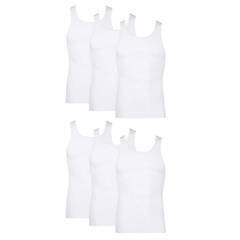 Hanes Men's Value Pack White Tank Undershirts, 6 pack 