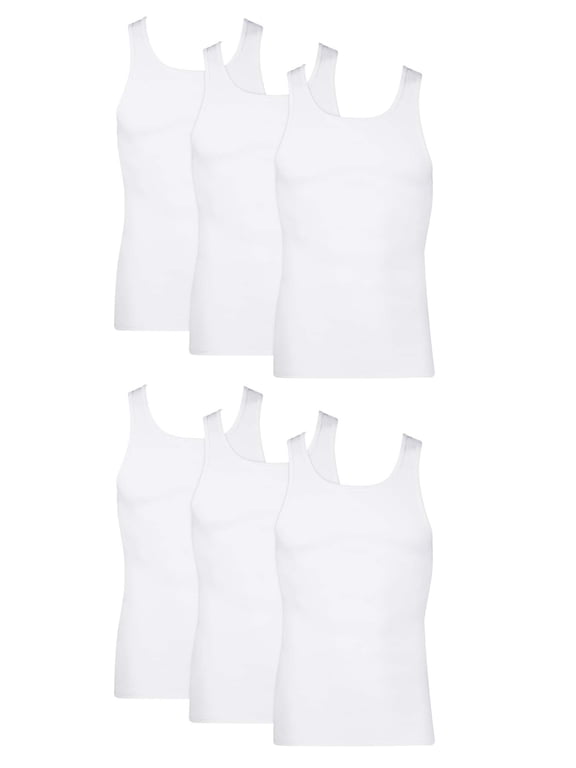 Men's Tank Tops Undershirt, Moisture-Wicking, Cotton Ribbed Tanks, White or Black/Grey Multipacks