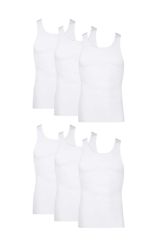 Men's Tank Tops Undershirt, Moisture-Wicking, Cotton Ribbed Tanks, White or Black/Grey Multipacks