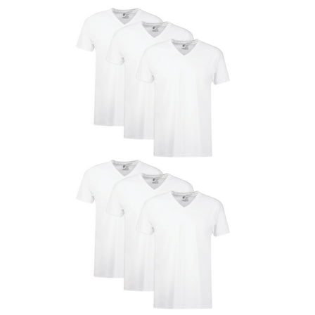 Hanes Men's Cotton V-Neck Undershirt Pack with Odor Control, Moisture-Wicking, 6-Pack