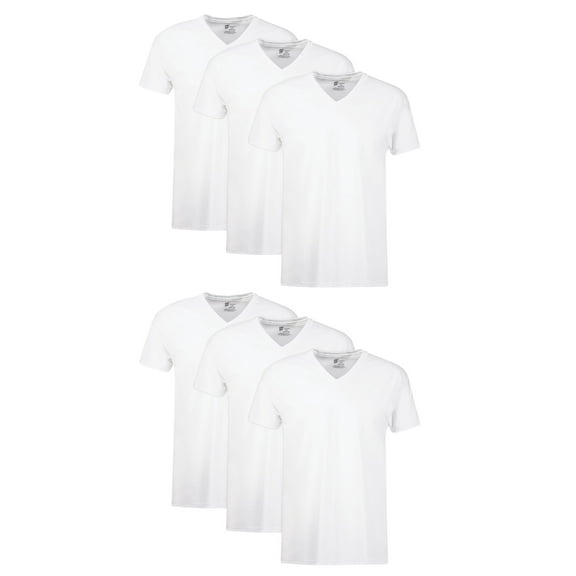 Hanes Men's Cotton V-Neck Undershirt Pack with Odor Control, Moisture-Wicking, 6-Pack