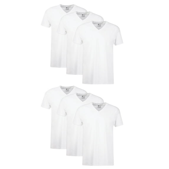 Hanes Men's Cotton V-Neck Undershirt Pack with Odor Control, Moisture-Wicking, 6-Pack