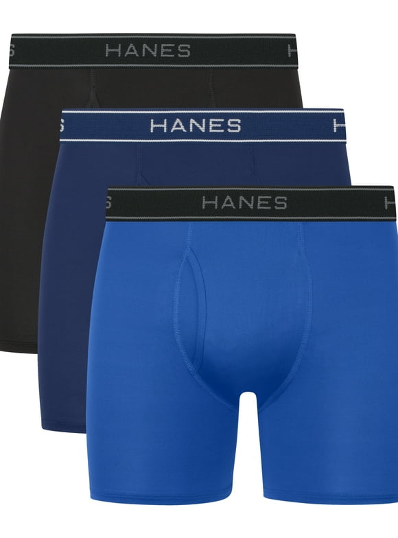 Mens Value Performance Stretch Boxer Brief Underwear, Assorted, 3-Pack
