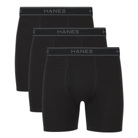 Hanes Men's Value Stretch Boxer Brief Underwear, Black, 3-Pack