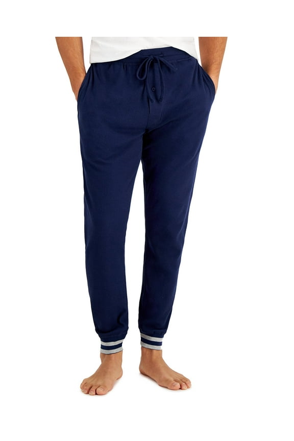 Men's Waffle Knit Sleep Jogger Pant Navy, Small