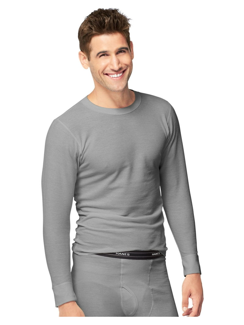Hanes Men's Waffle Knit Thermal Crew Neck Long Sleeve T-Shirt with