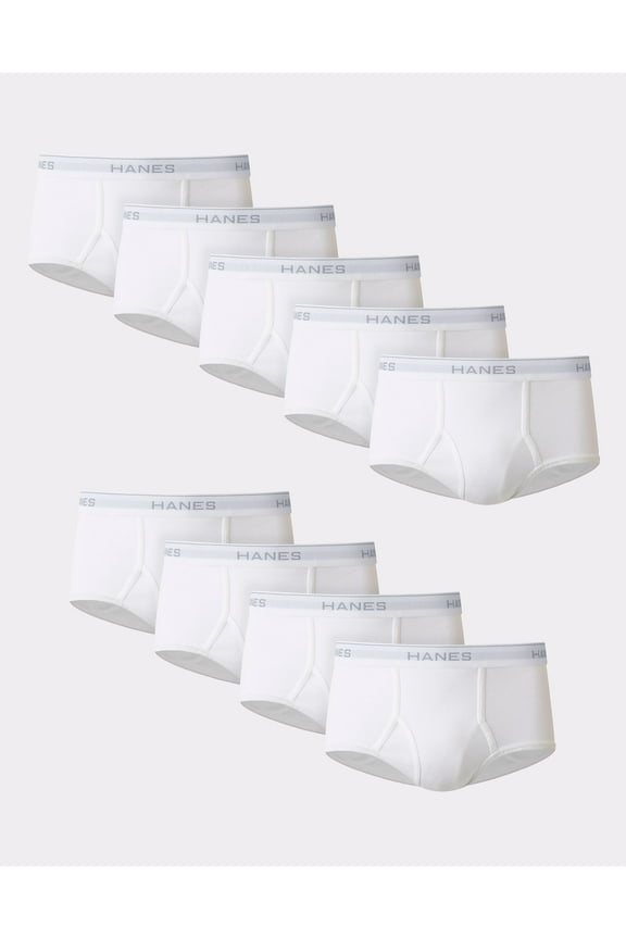 Men's White Cotton Brief Underwear, 9-Pack XL