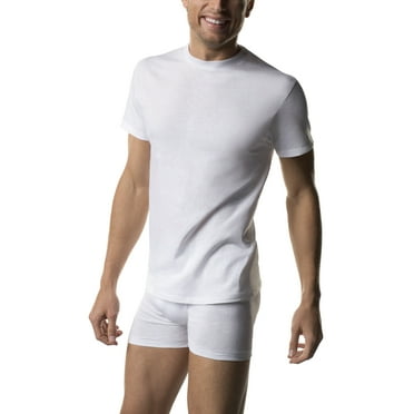 Hanes Men's White Crew T-Shirt Undershirts, 3 Pack