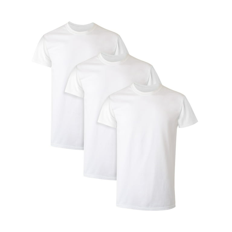 Men's White Crew T-Shirt Undershirts, 3 -