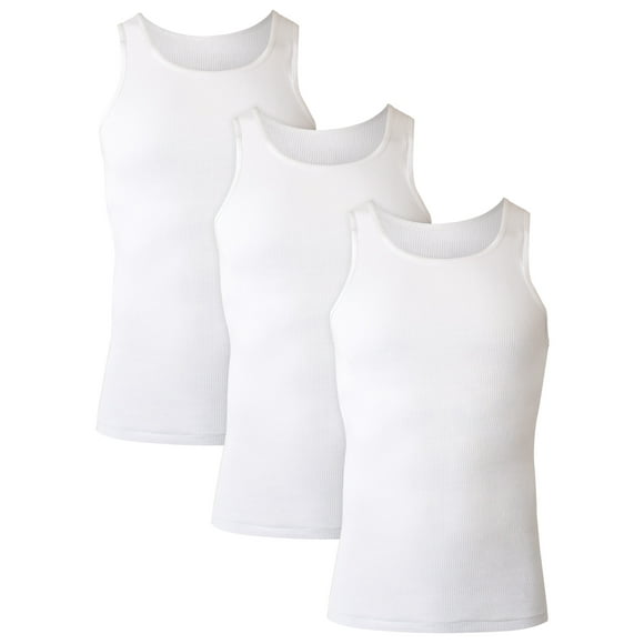 Men's Tank Tops Undershirt, Moisture-Wicking, Cotton Ribbed Tanks, White or Black/Grey Multipacks