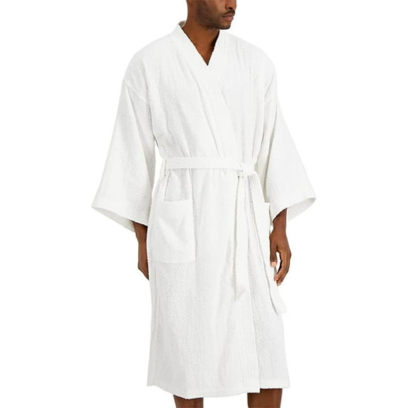 Hanes Men's White Terry Cloth Robe, One Size