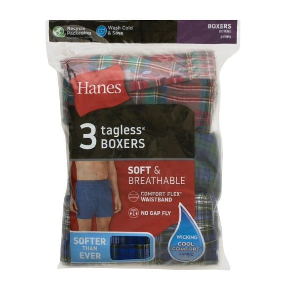 Hanes Men's Woven Boxers, 3 Pack