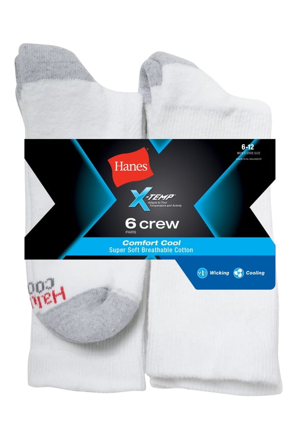 Men's X-Temp Comfort Cool Crew Socks 6-Pack