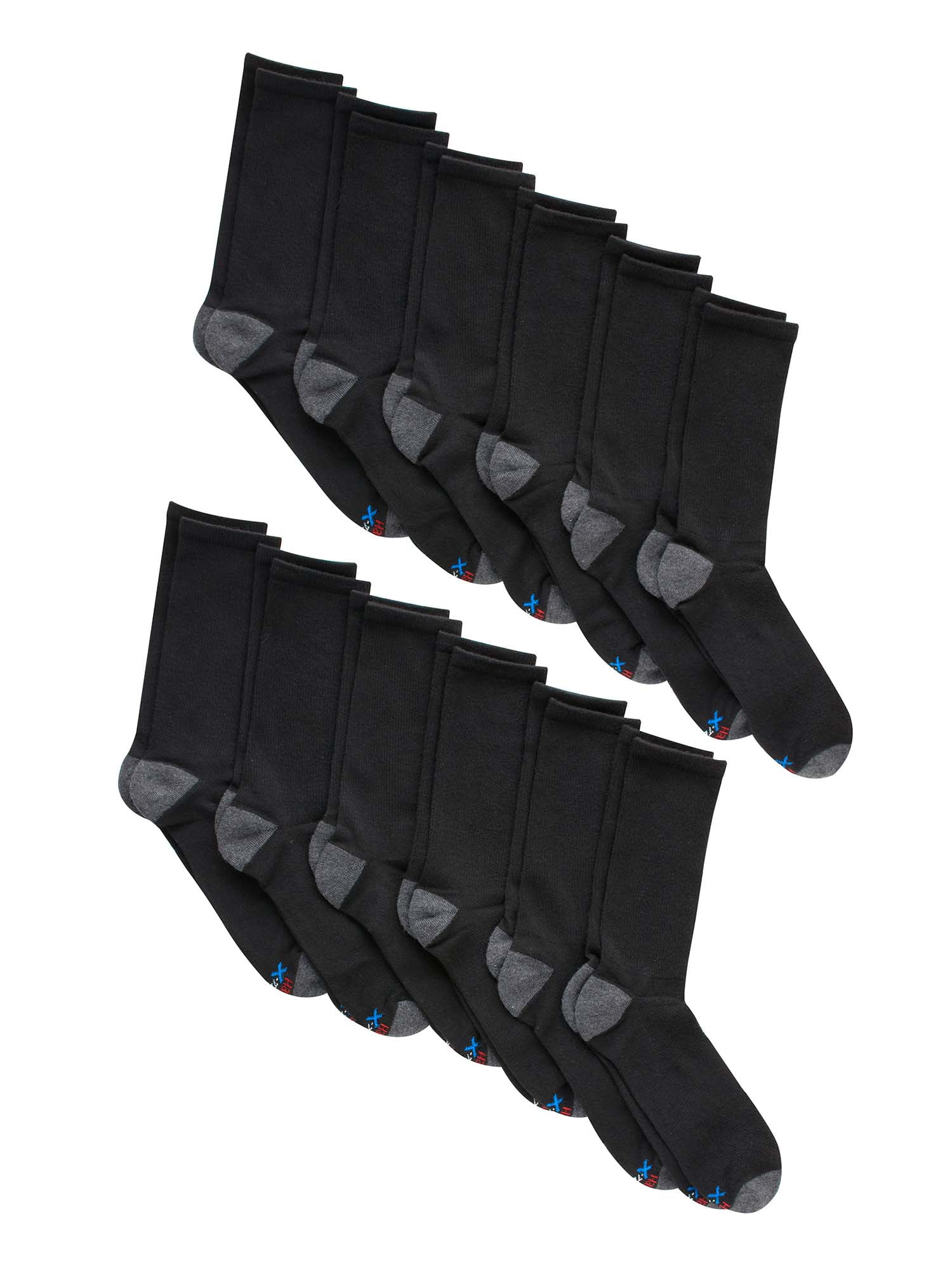 Hanes Men's X-Temp MOVES Lightweight Crew Socks, 12-Pack