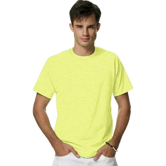 Hanes Men's X-Temp Performance T-Shirt 1 Charisma Coral / 1 Neon Lemon Heather Small Pack of 1