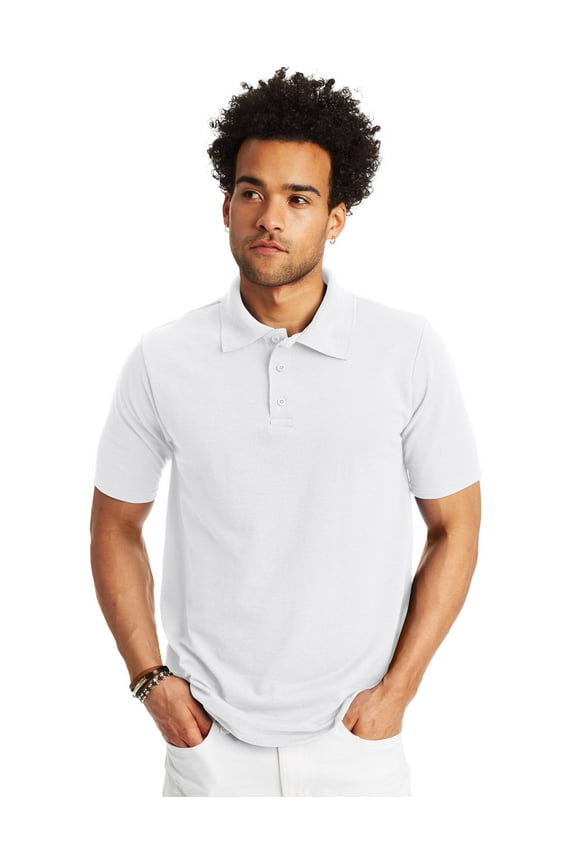 Men's Pique Polo Shirt (Big & Tall Sizes Available) White L