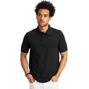 Hanes Men's Pique Polo Shirt (Big & Tall Sizes Available) Black M