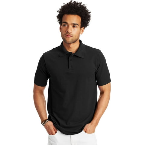 Men's Pique Polo Shirt (Big & Tall Sizes Available) Black M