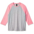 thumbnail image 1 of Hanes Men's X-Temp Raglan Baseball Tee, Light Steel/Neon Pink, 3X-Large, 1 of 4