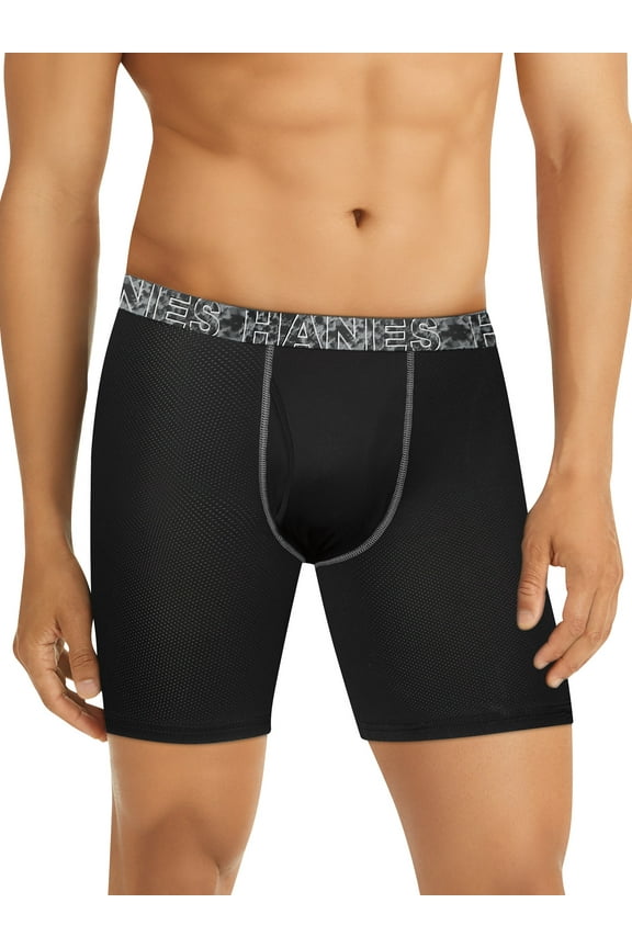 Men's X-Temp Stretch Mesh Long Leg Boxer Briefs, 3 Pack