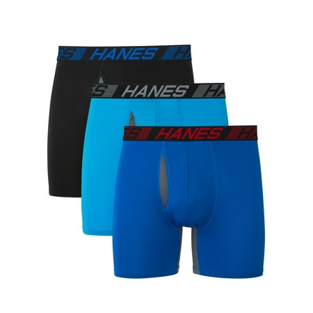 Hanes Men's X-Temp Total Support Pouch Boxer Briefs with Utility Pocket, Moisture-Wicking Underwear Boxer Briefs, Tagless Boxer Briefs, 3-Pack