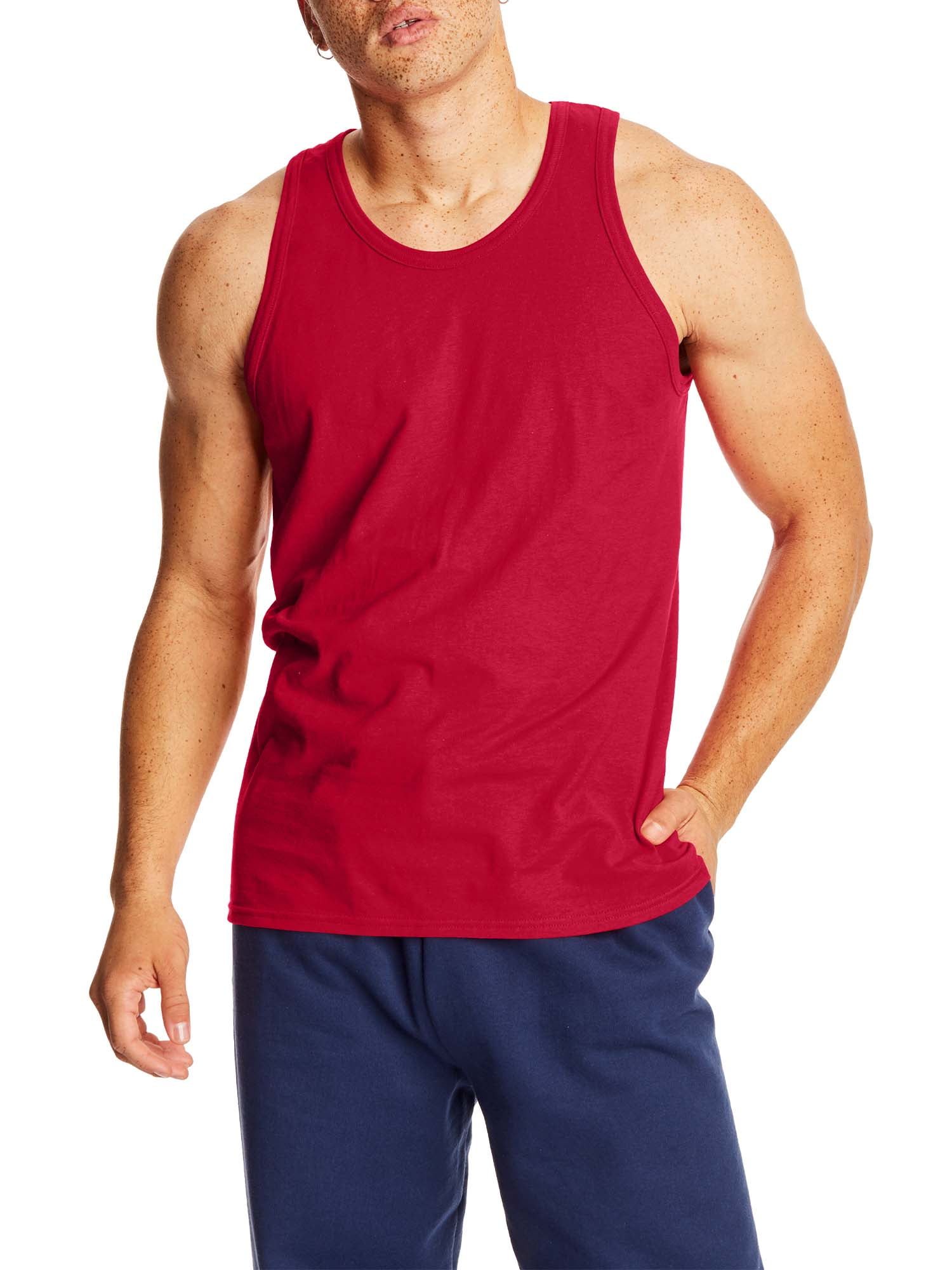 Hanes Men's Red Label Dyed Tanks 2 Pack Blk/Grey, S-Assorted