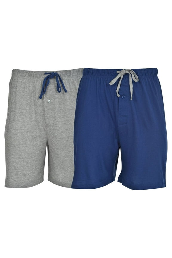 Men's and Big Men's 100% Cotton ComfortSoft Jersey Knit Sleep Shorts, 2-Pack