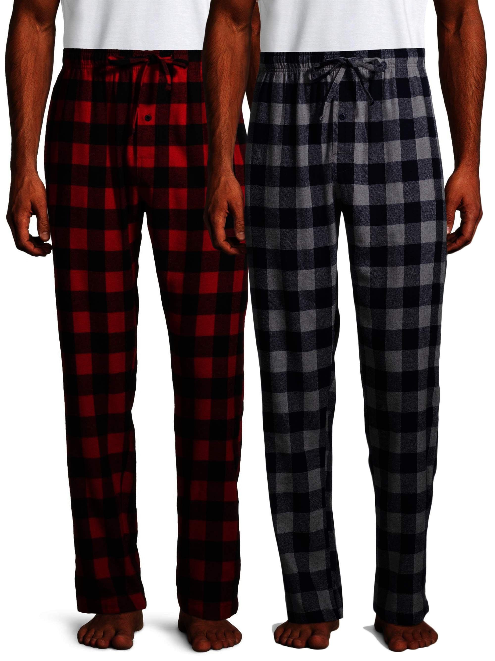 Hanes Men's and Big Men's 100% Cotton Flannel Pajama Pants, 2-Pack ...