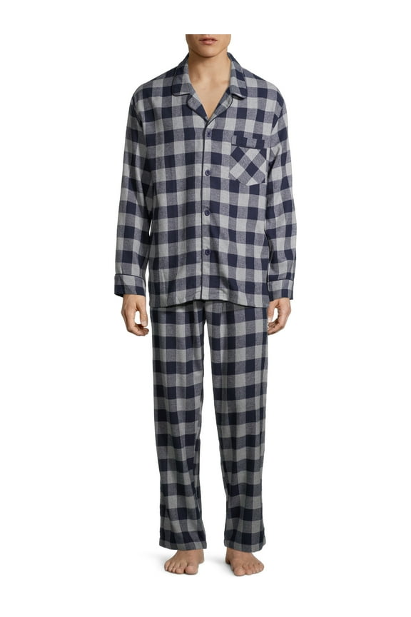 Men's and Big Men’s 100% Cotton Flannel Pajama Set, 2-Piece, Sizes S-5XL