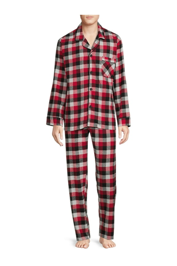 Men's and Big Men’s 100% Cotton Flannel Pajama Set, 2-Piece, Sizes S-5XL